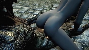 Argonian gets laid with a lonely young woman