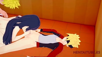 Naruto Hentai - Threesome Hinata is Fucked by Naruto while sucks Dicks and They cums in her mouth and pussy